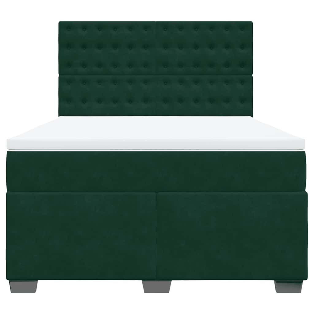 vidaXL Boxspring met matras fluweel donkergroen 140x200 cm groen, foto 4