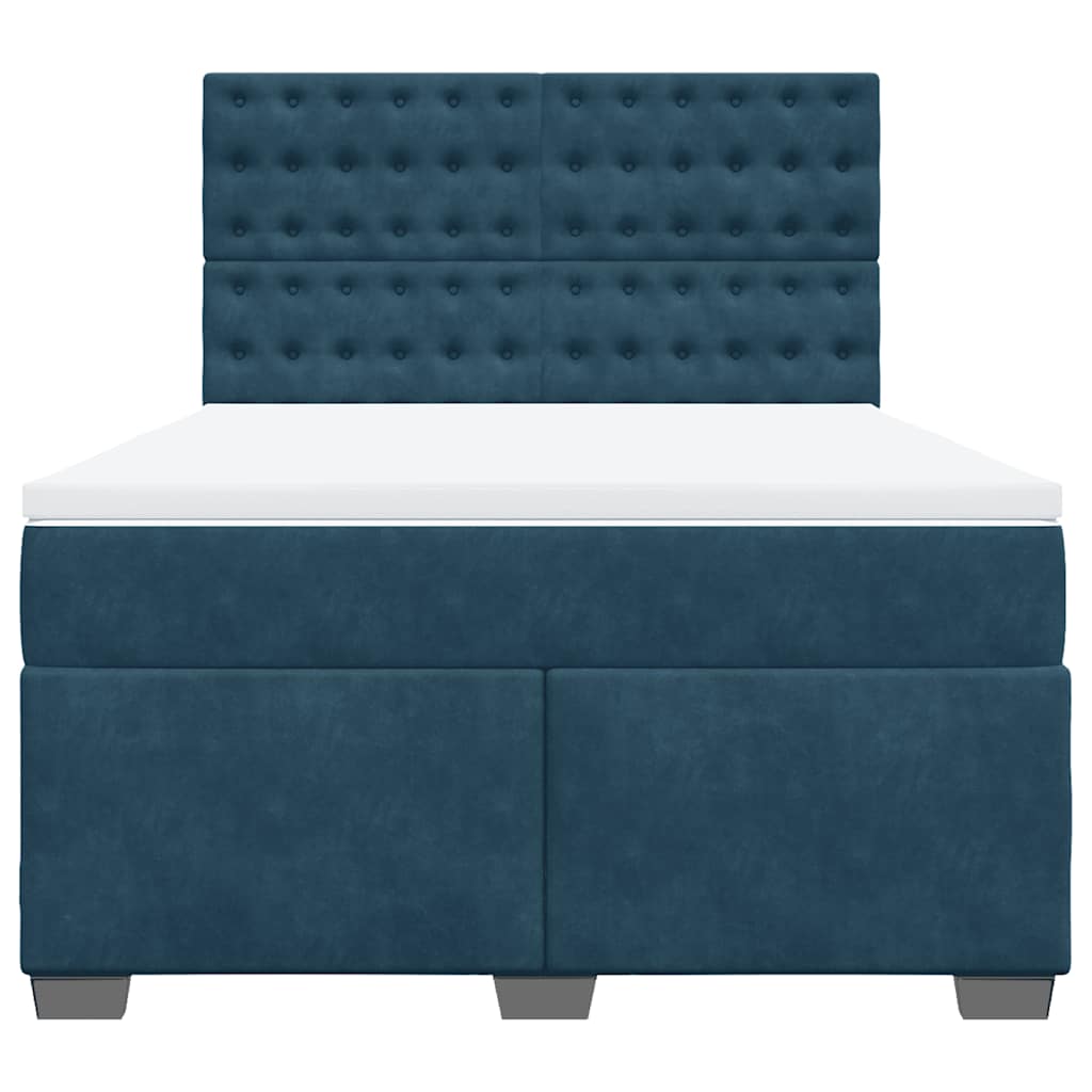 vidaXL Boxspring met matras fluweel blauw 140x200 cm, foto 4