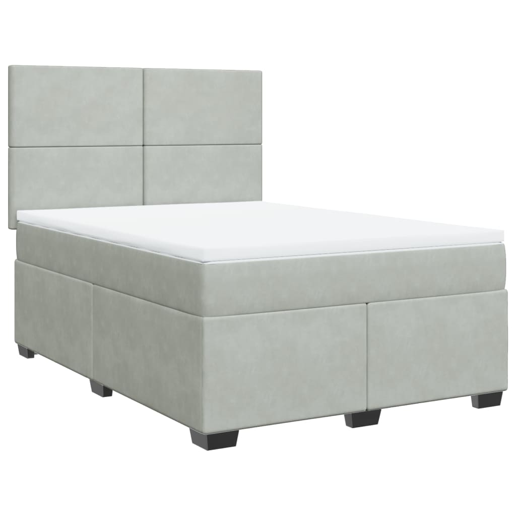 vidaXL Boxspring met matras fluweel lichtgrijs 160x200 cm grijs, foto 3