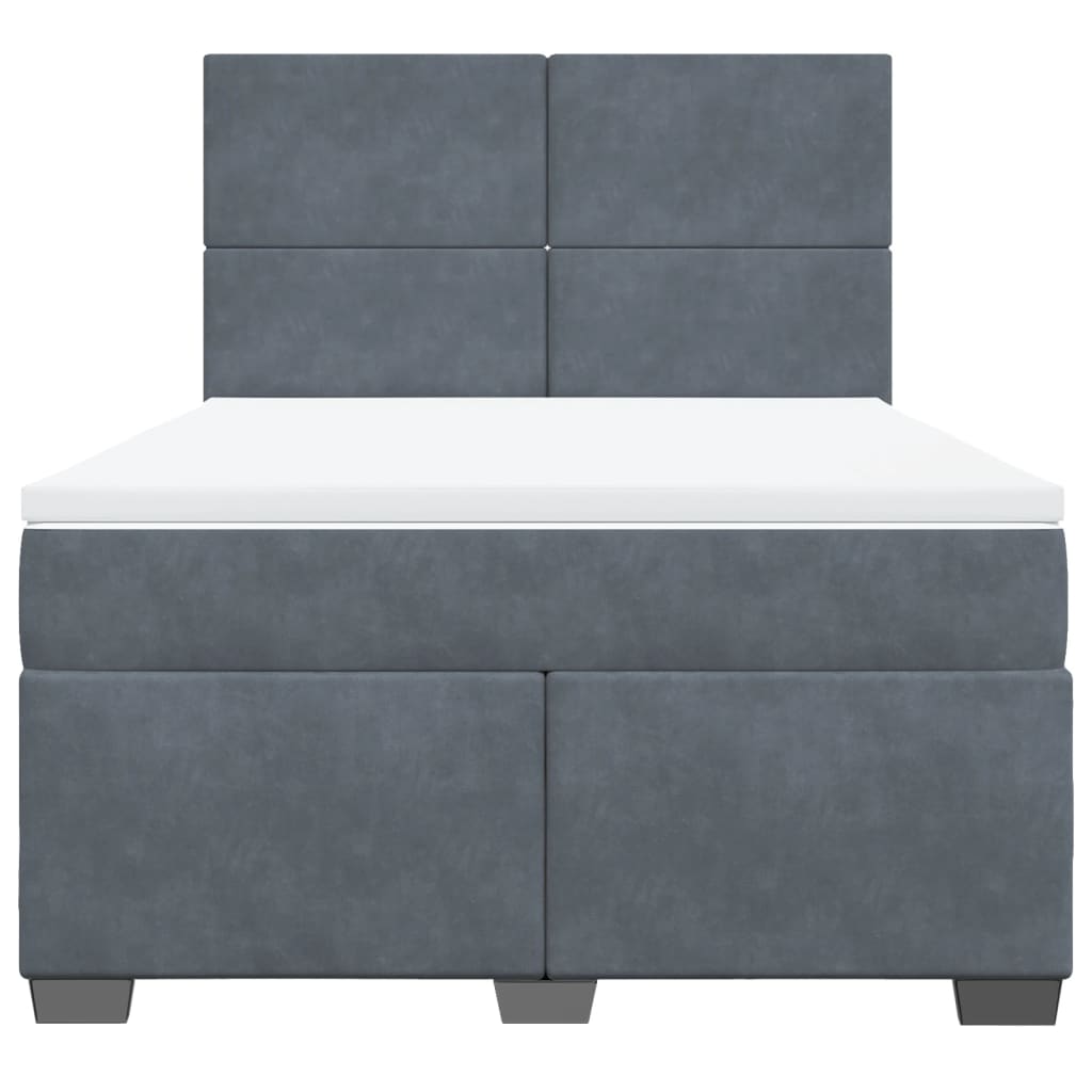 vidaXL Boxspring met matras fluweel donkergrijs 160x200 cm grijs, foto 4