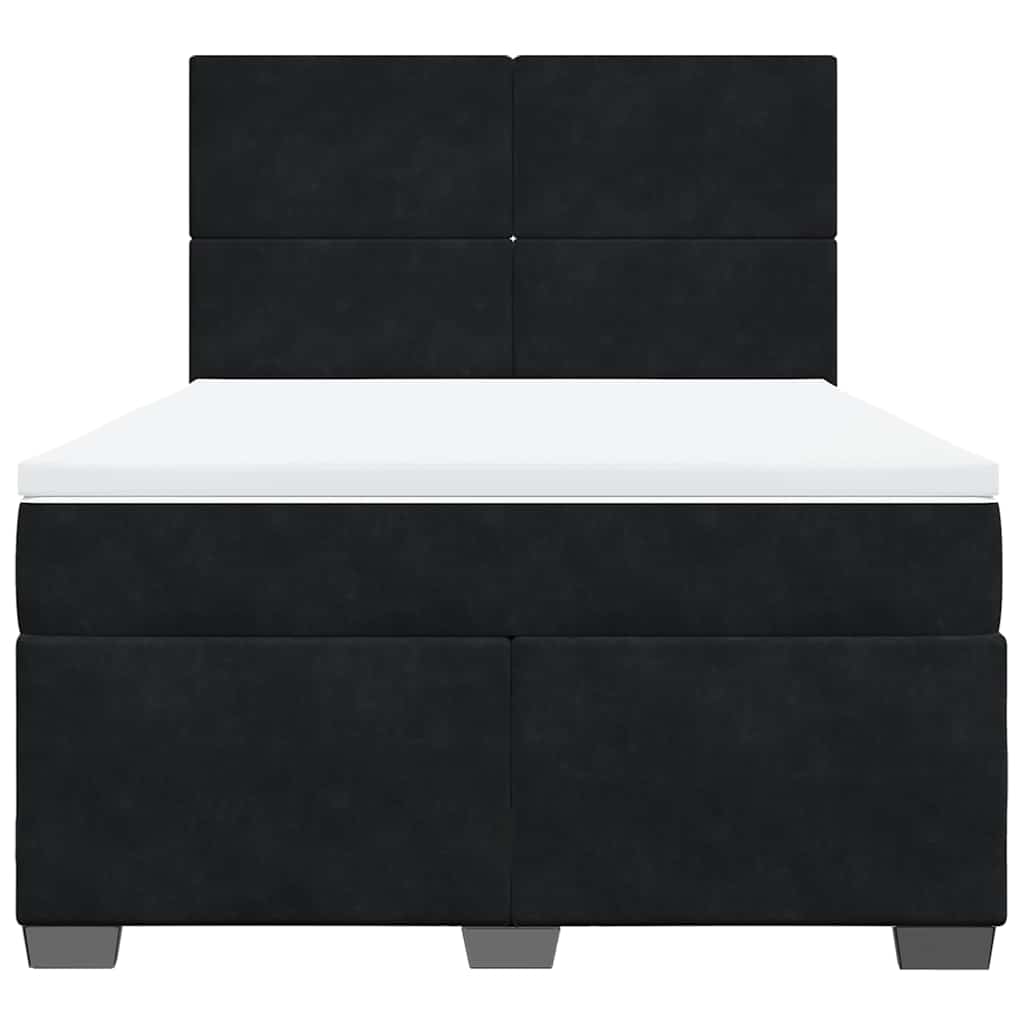 vidaXL Boxspring met matras fluweel zwart 160x200 cm, foto 4
