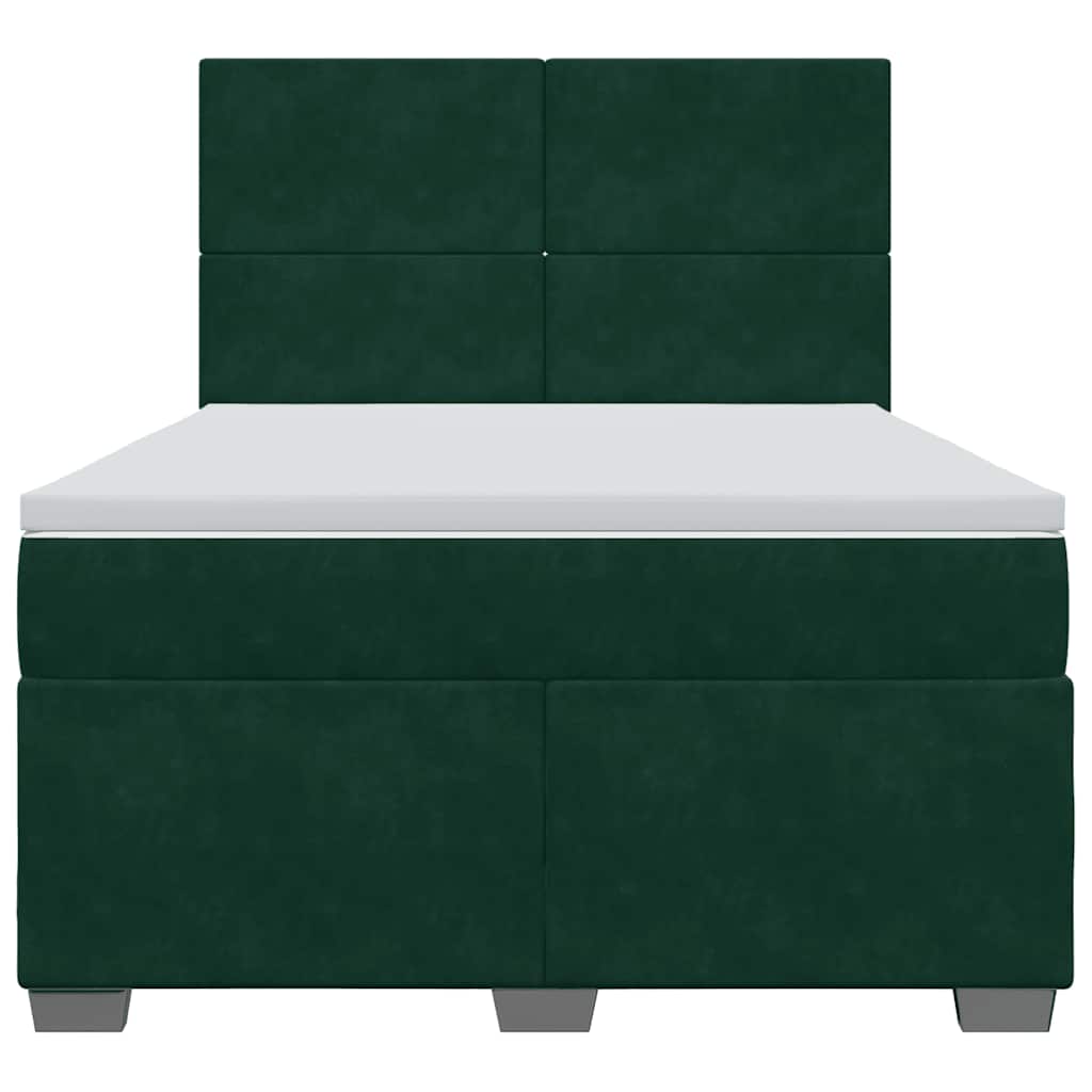 vidaXL Boxspring met matras fluweel donkergroen 160x200 cm groen, foto 4