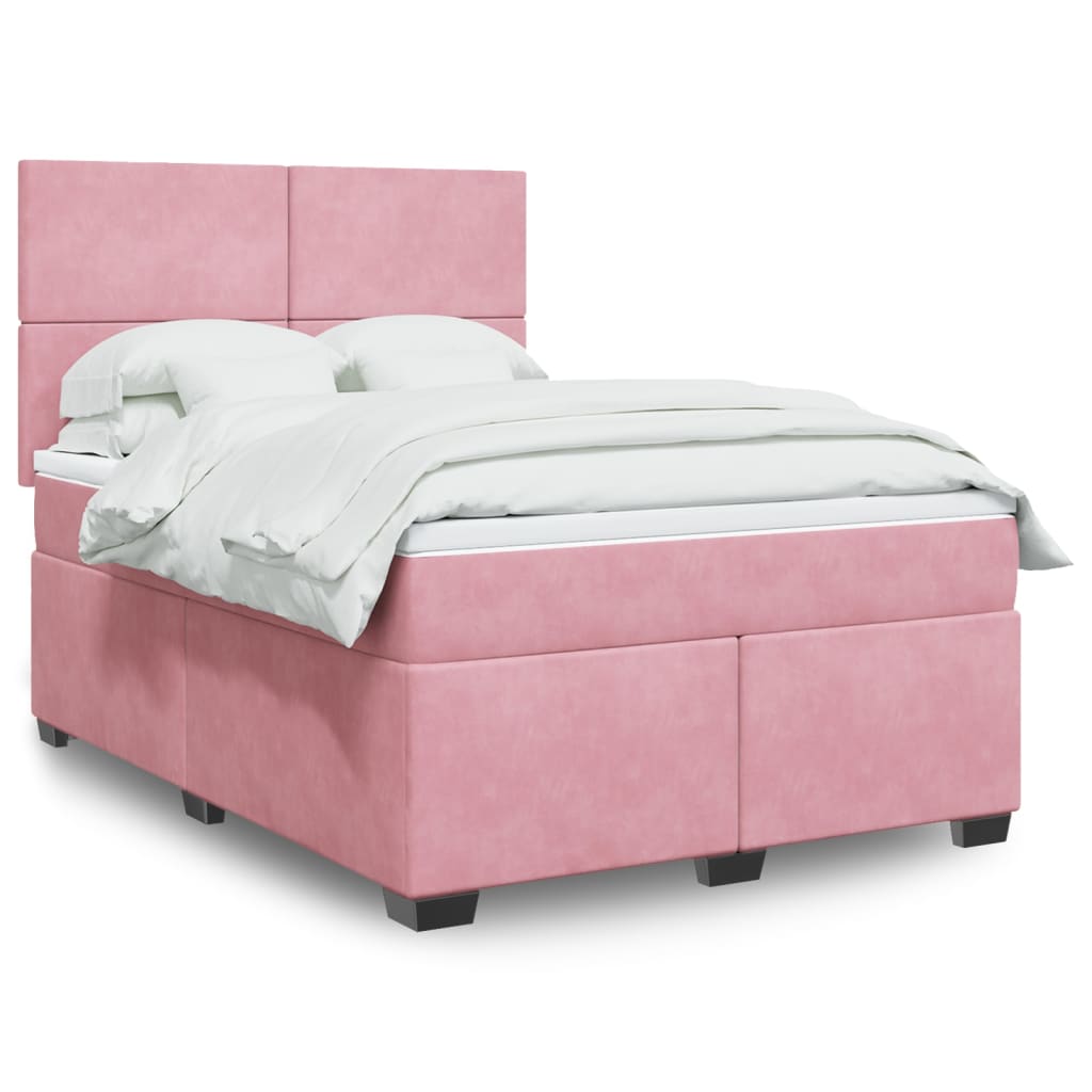 Boxspringbett mit Matratze Rosa 160×200 cm Samt