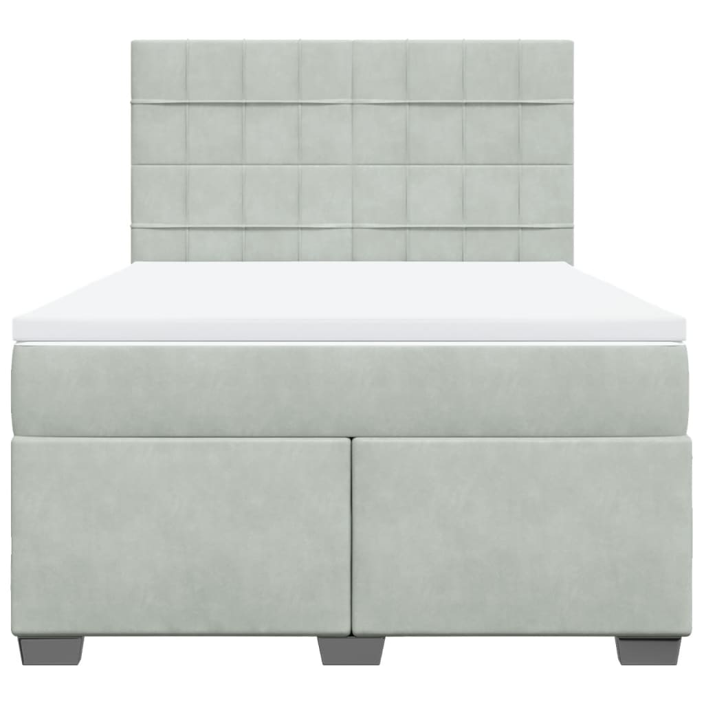 vidaXL Boxspring met matras fluweel lichtgrijs 160x200 cm grijs, foto 4