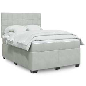 Box spring postel s matrací světle šedá 160x200 cm samet - obrázek 1