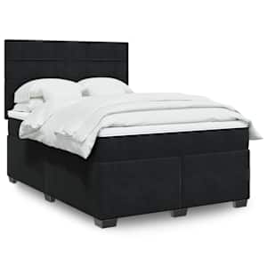 Box spring postelja z vzmetnico črna 160x200 cm žamet