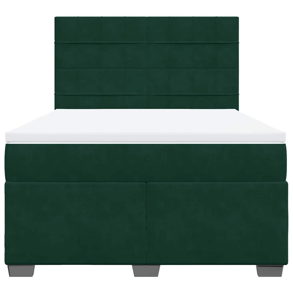vidaXL Boxspring met matras fluweel donkergroen 160x200 cm groen, foto 4