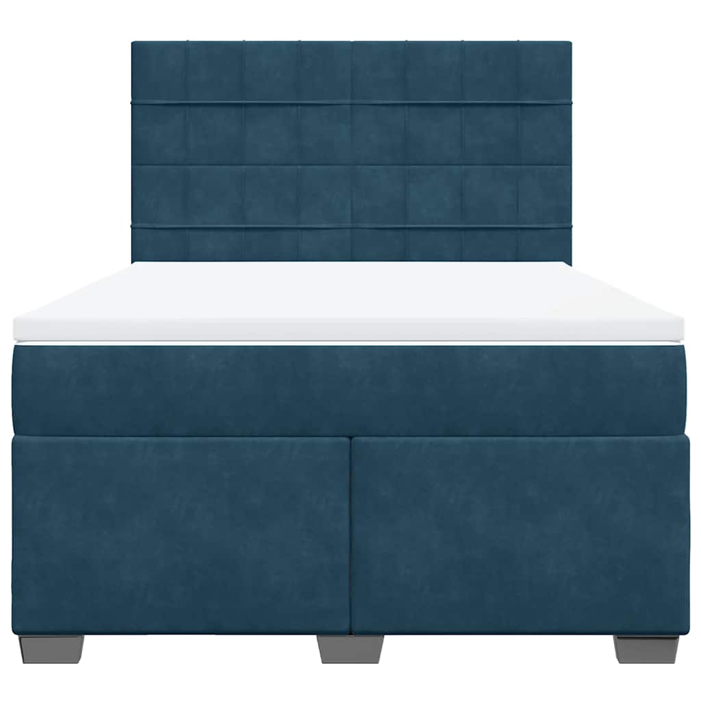 vidaXL Boxspring met matras fluweel blauw 160x200 cm, foto 4