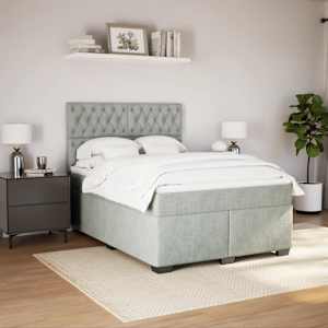 Box spring postel s matrací světle šedá 160x200 cm samet - obrázek 3