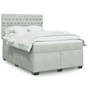 Box spring postelja z vzmetnico svetlo siva 160x200 cm žamet