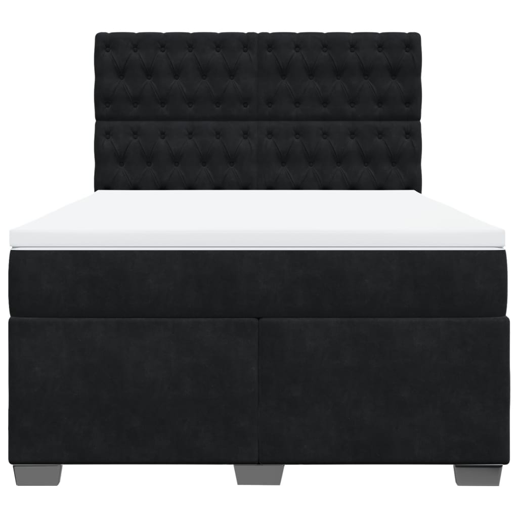 vidaXL Boxspring met matras fluweel zwart 160x200 cm, foto 4
