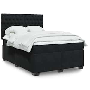 Box spring postelja z vzmetnico črna 160x200 cm žamet