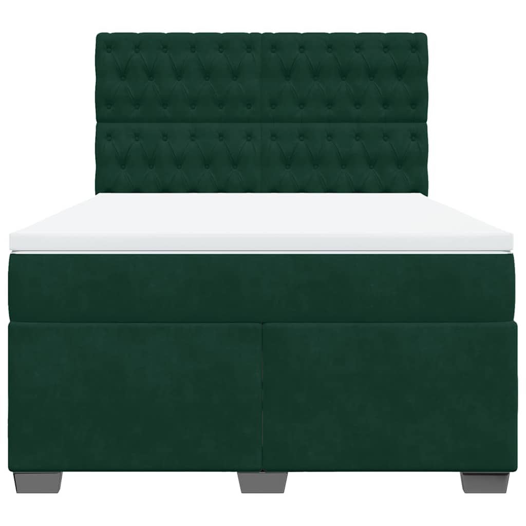 vidaXL Boxspring met matras fluweel donkergroen 160x200 cm groen, foto 4
