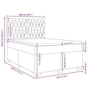 Box spring postel s matrací modrá 160 x 200 cm samet - obrázek 13