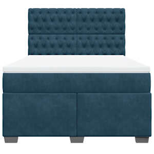 Box spring postel s matrací modrá 160 x 200 cm samet - obrázek 4