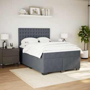 Box spring postel s matrací tmavě šedá 160x200 cm samet - obrázek 3