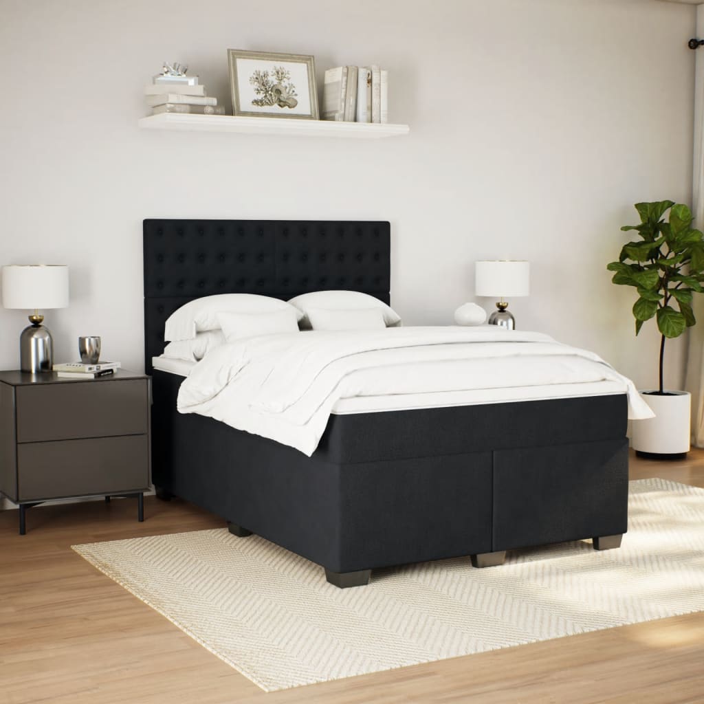 vidaXL Boxspring met matras fluweel zwart 160x200 cm afbeelding