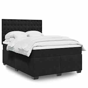 Box spring postelja z vzmetnico črna 160x200 cm žamet