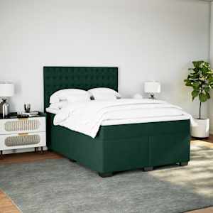 Box spring postel s matrací tmavě zelená 160x200 cm samet - obrázek 3