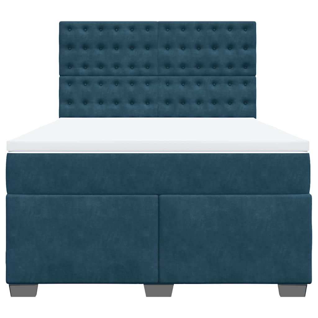vidaXL Boxspring met matras fluweel blauw 160x200 cm, foto 4
