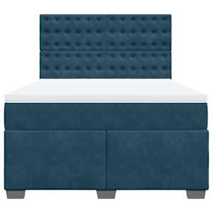 Box spring postel s matrací modrá 160 x 200 cm samet - obrázek 4