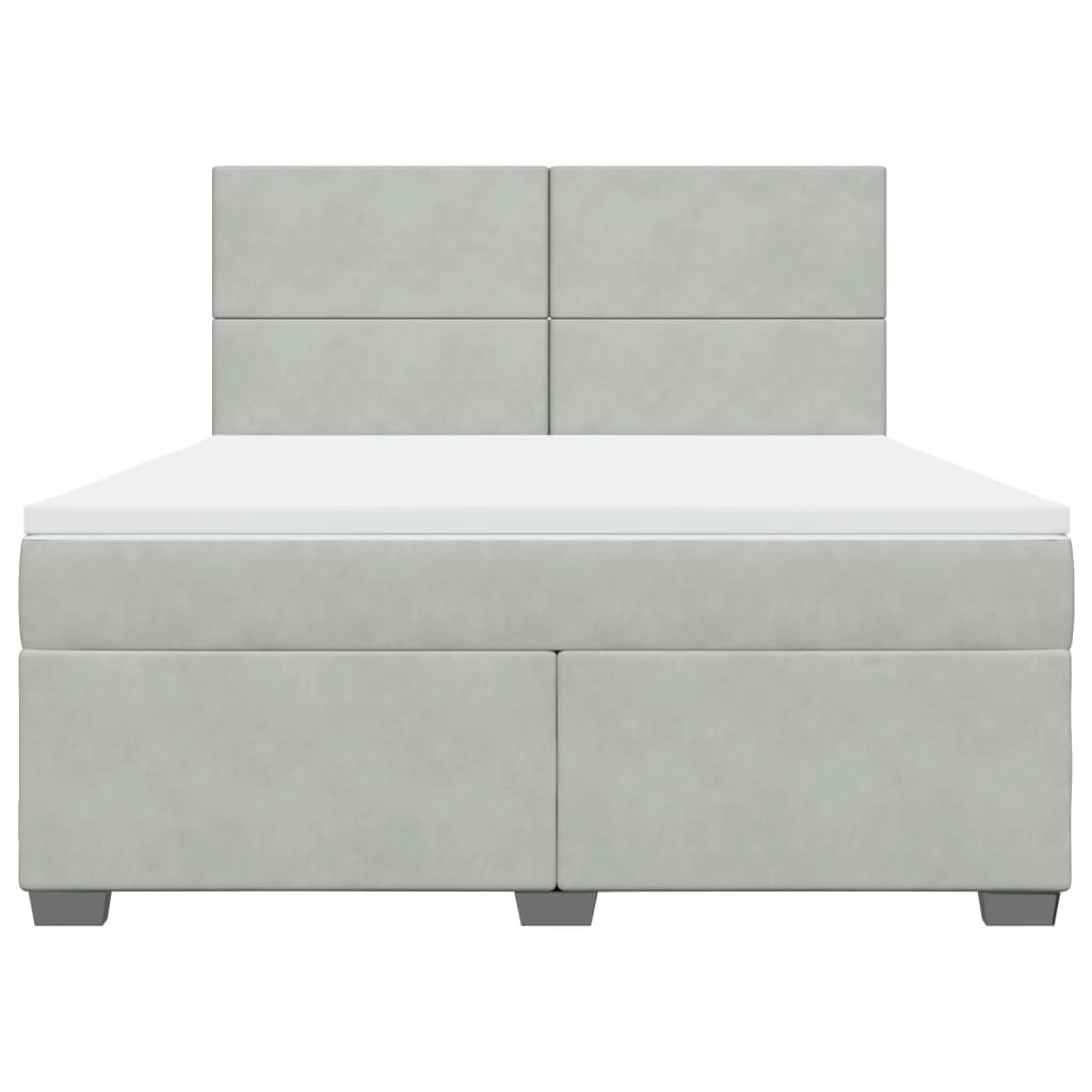 vidaXL Boxspring met matras fluweel lichtgrijs 180x200 cm grijs, foto 4
