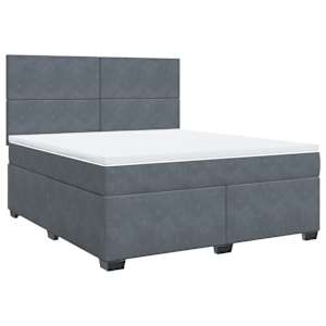 Box spring postel s matrací tmavě šedá 180x200 cm samet - obrázek 2