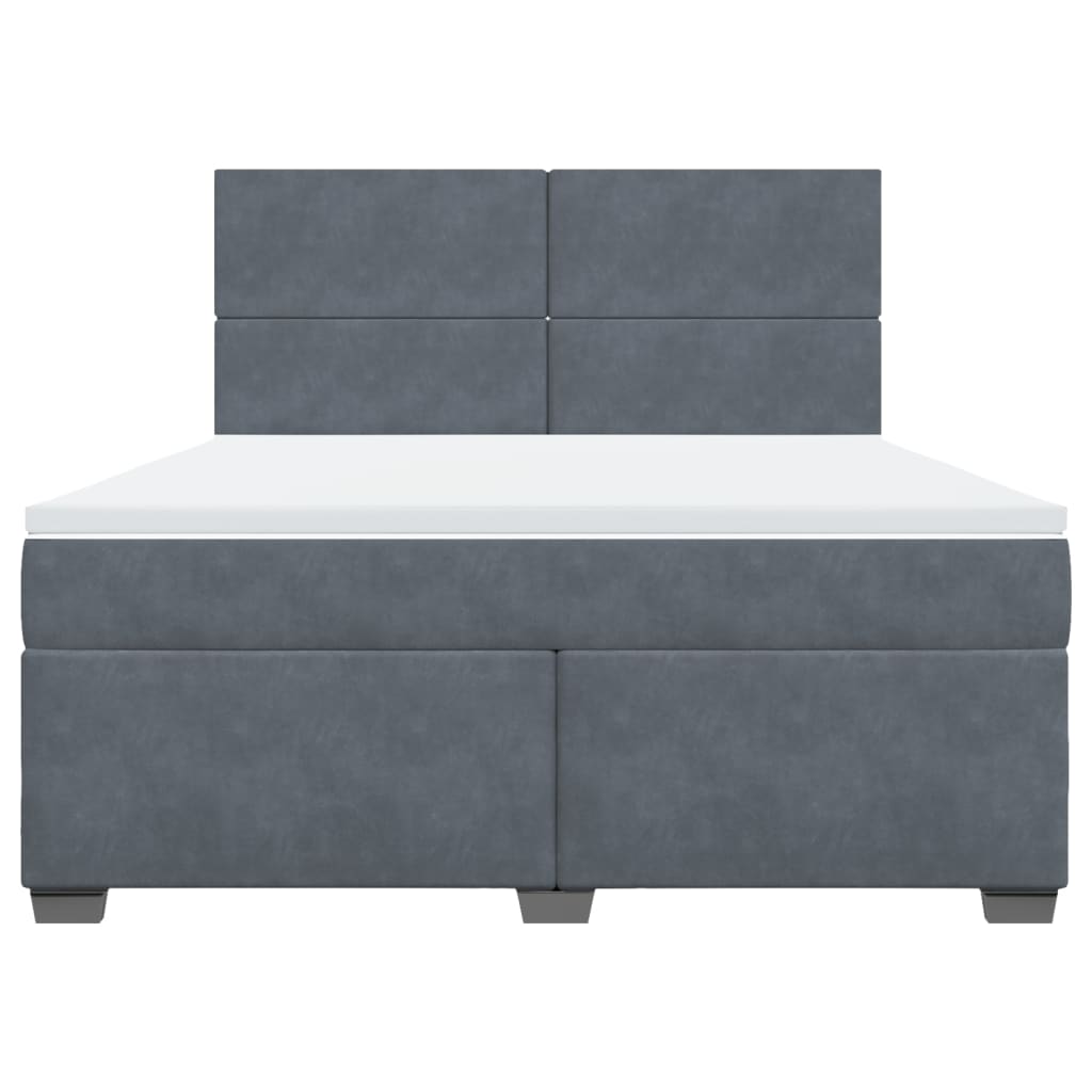 vidaXL Boxspring met matras fluweel donkergrijs 180x200 cm grijs, foto 4