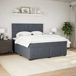 Box spring postel s matrací tmavě šedá 180x200 cm samet - obrázek 3