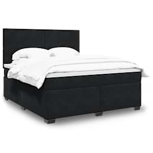 Box spring postelja z vzmetnico črna 180x200 cm žamet