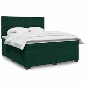Box spring postel s matrací tmavě zelená 180x200 cm samet - obrázek 1