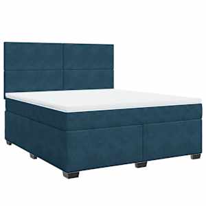Box spring postel s matrací modrá 180 x 200 cm samet - obrázek 2