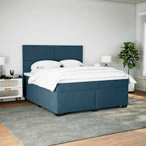 Box spring postel s matrací modrá 180 x 200 cm samet - obrázek 3