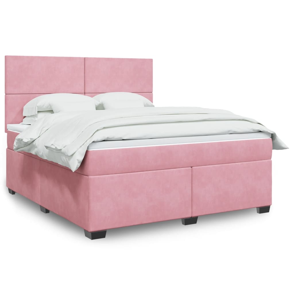 Boxspringbett mit Matratze Rosa 180×200 cm Samt