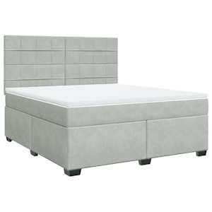 Box spring postel s matrací světle šedá 180x200 cm samet - obrázek 2