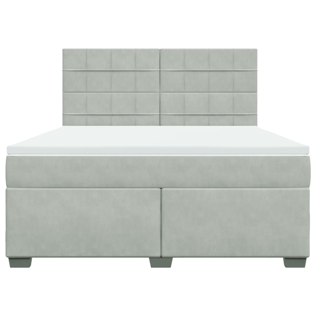 vidaXL Boxspring met matras fluweel lichtgrijs 180x200 cm grijs, foto 4