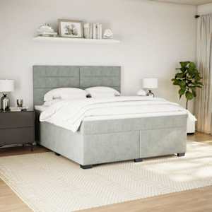 Box spring postel s matrací světle šedá 180x200 cm samet - obrázek 3