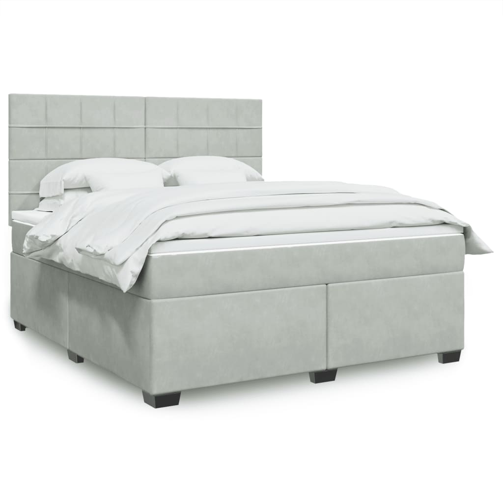 Boxspringbett mit Matratze Hellgrau 180×200 cm Samt