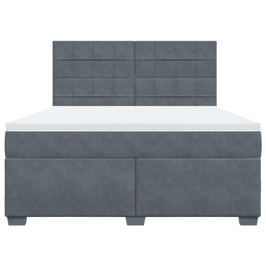 vidaXL Boxspring met matras fluweel donkergrijs 180x200 cm grijs, foto 4