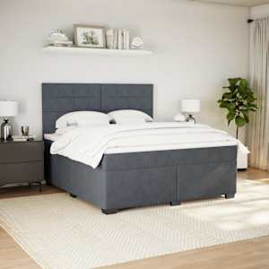 Box spring postel s matrací tmavě šedá 180x200 cm samet - obrázek 3