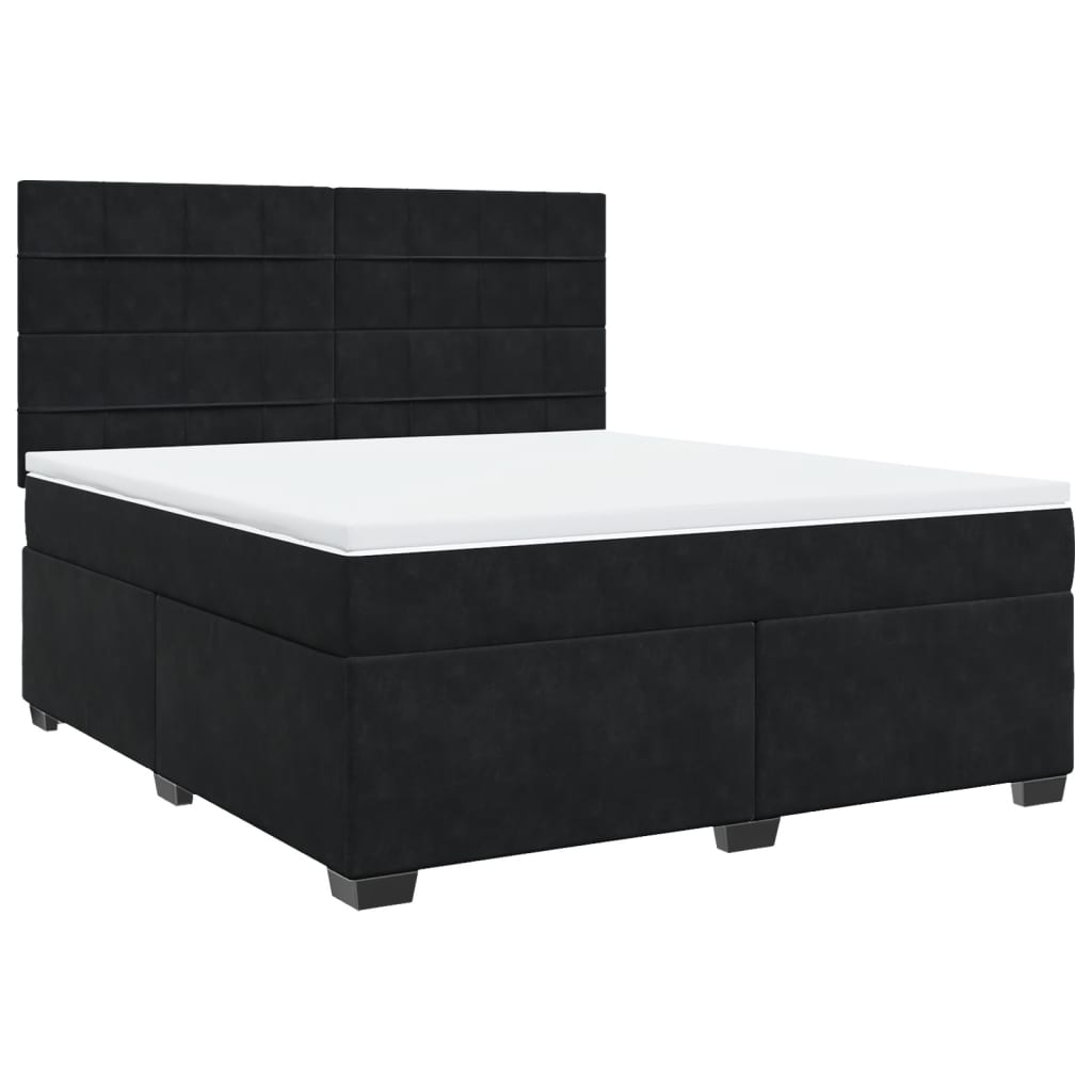 vidaXL Box spring postel s matrací černá 180x200 cm samet