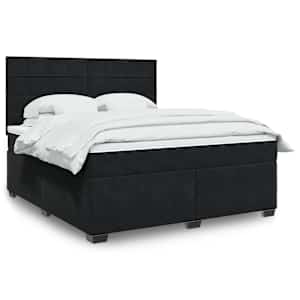 Box spring postelja z vzmetnico črna 180x200 cm žamet