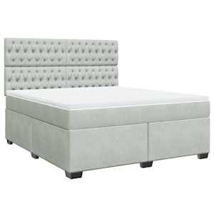 Box spring postel s matrací světle šedá 180x200 cm samet - obrázek 2
