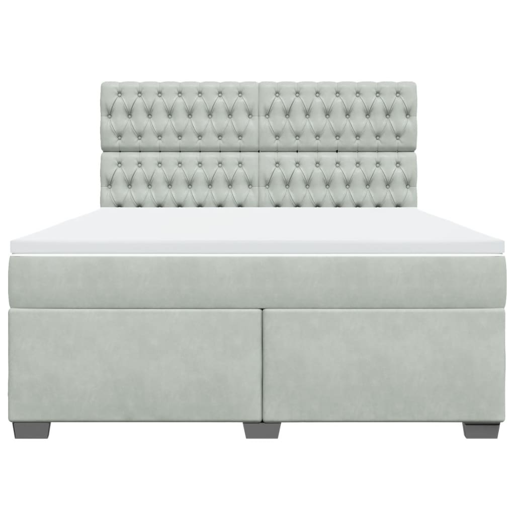vidaXL Boxspring met matras fluweel lichtgrijs 180x200 cm grijs, foto 4