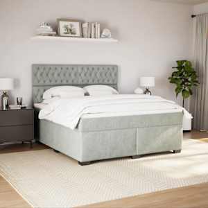 Box spring postel s matrací světle šedá 180x200 cm samet - obrázek 3