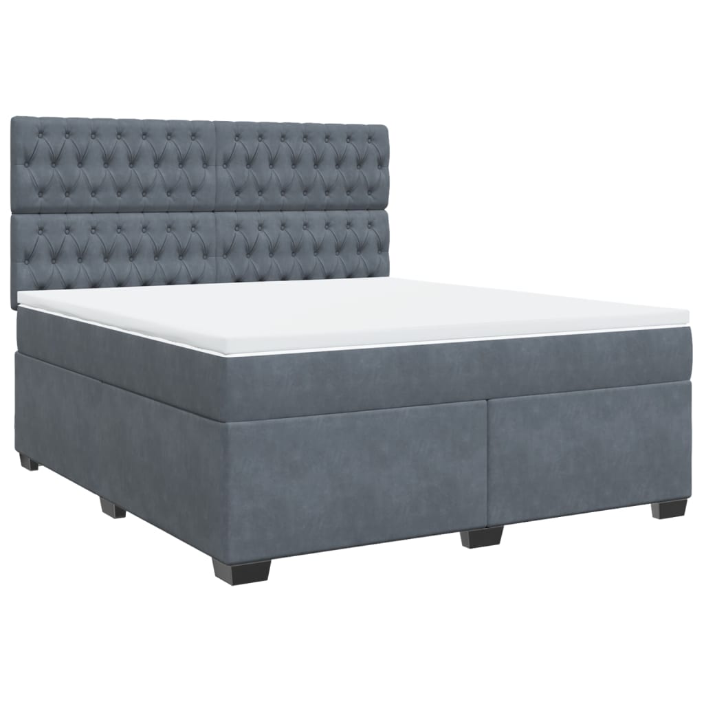 vidaXL Boxspring met matras fluweel donkergrijs 180x200 cm grijs, foto 3