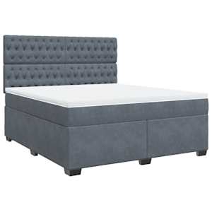 Box spring postel s matrací tmavě šedá 180x200 cm samet - obrázek 2