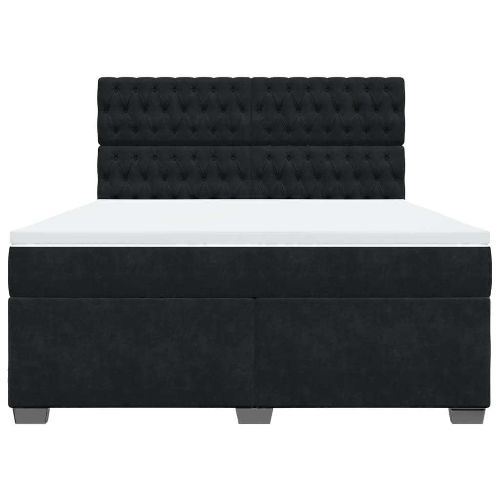vidaXL Boxspring met matras fluweel zwart 180x200 cm, foto 4