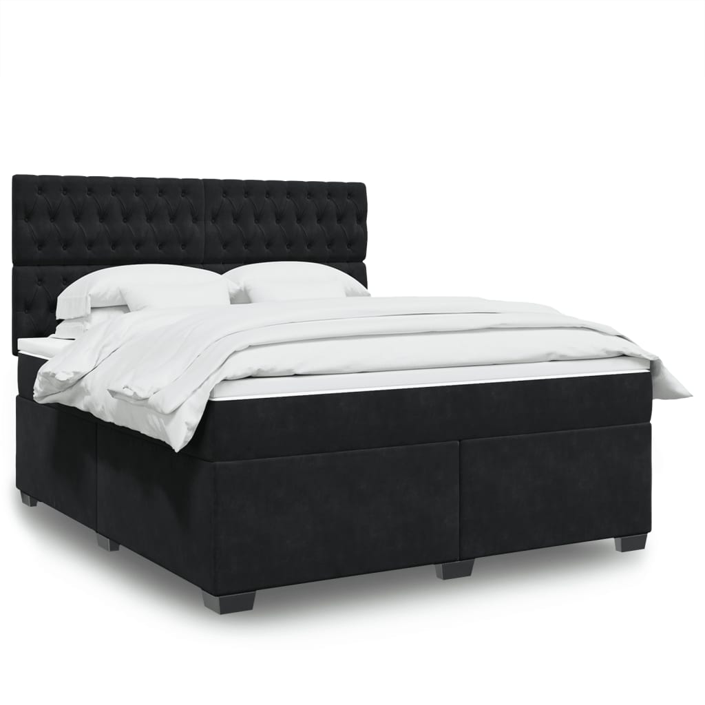 Boxspringbett mit Matratze Schwarz 180×200 cm Samt