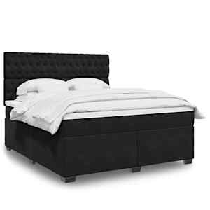 Box spring postelja z vzmetnico črna 180x200 cm žamet